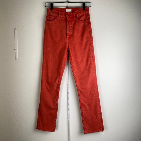 Mother Swooner Rascal Jeans Size 25 Red Ankle Fray High Straight USA Game Day - Picture 8 of 14